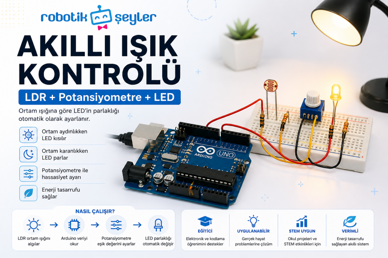 Akıllı Işık Kontrolü (LDR + Potansiyometre + LED)