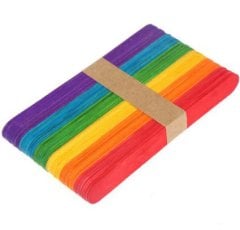 AHŞAP DİL ÇUBUĞU RENKLİ 50'Lİ PAKET (150X18 MM)