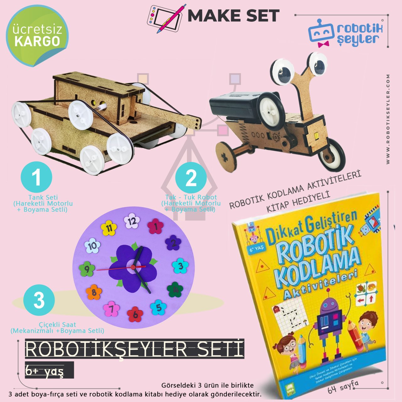 Make Set Çiçekli Model Saat