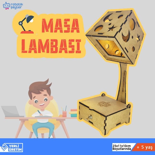Ahşap Masa Lambası Yapım Seti – Elektrik STEM Seti
