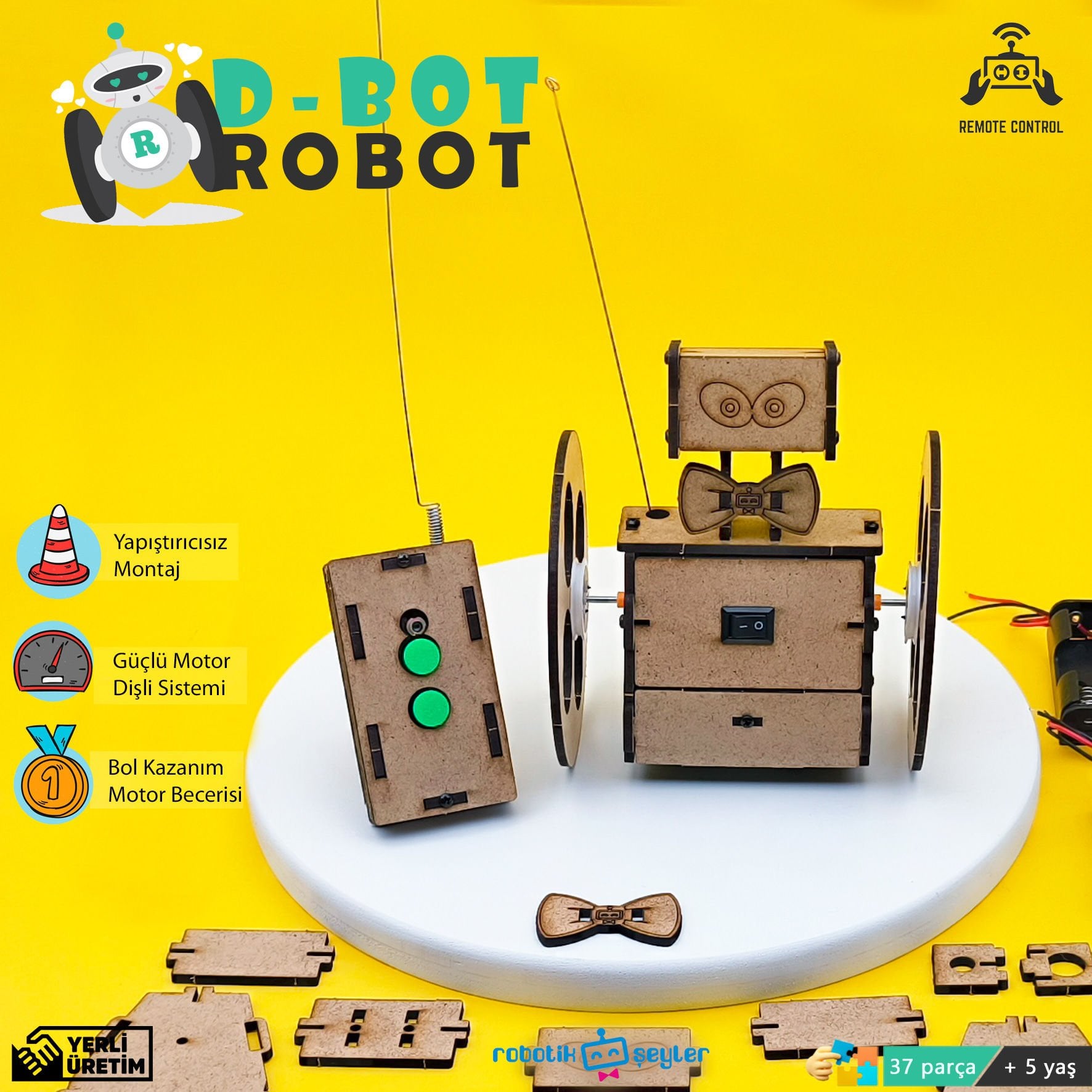 D-Bot Kumandalı Robot Yapım Seti – STEM Robot Kiti