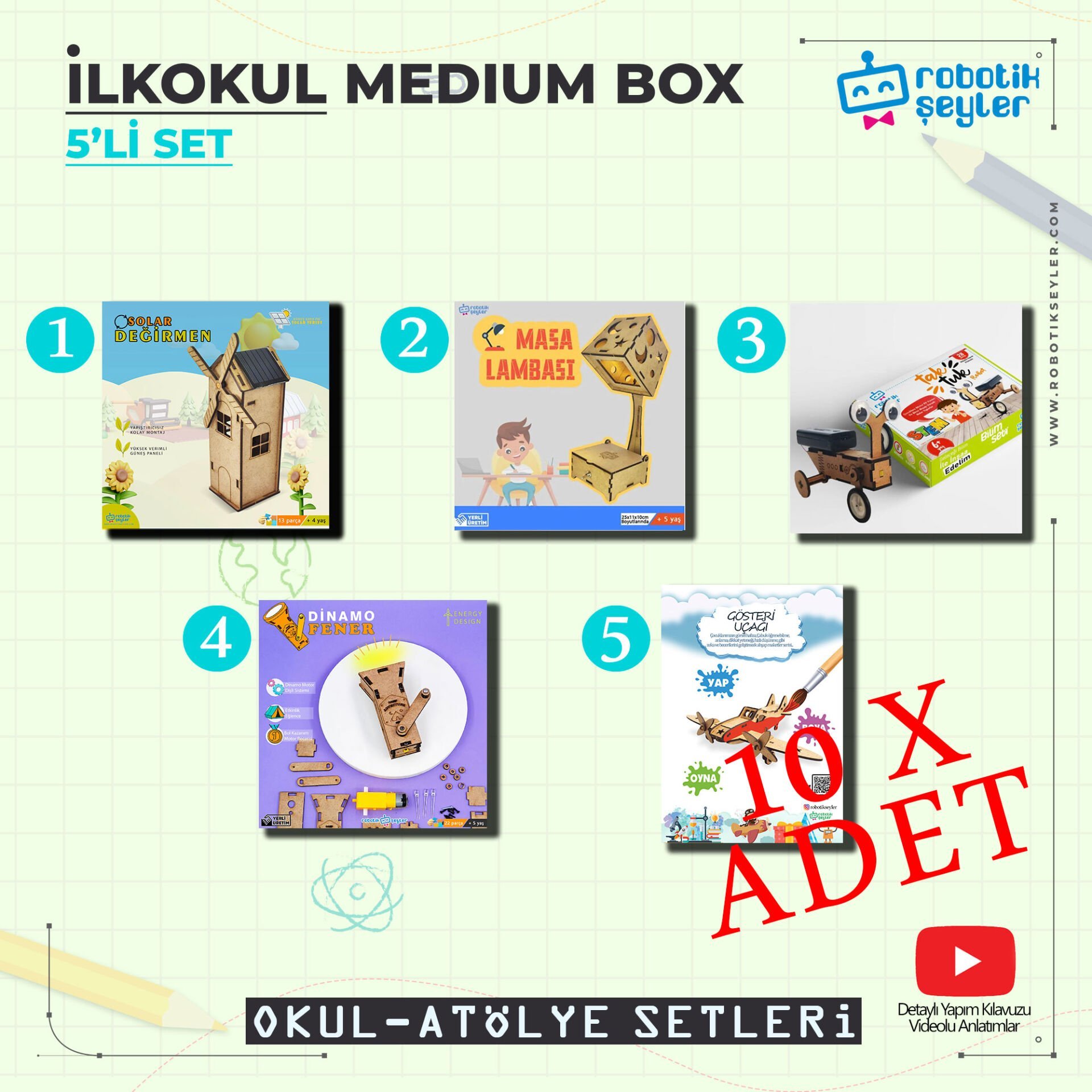 10 Adet İlkokul Medium Box