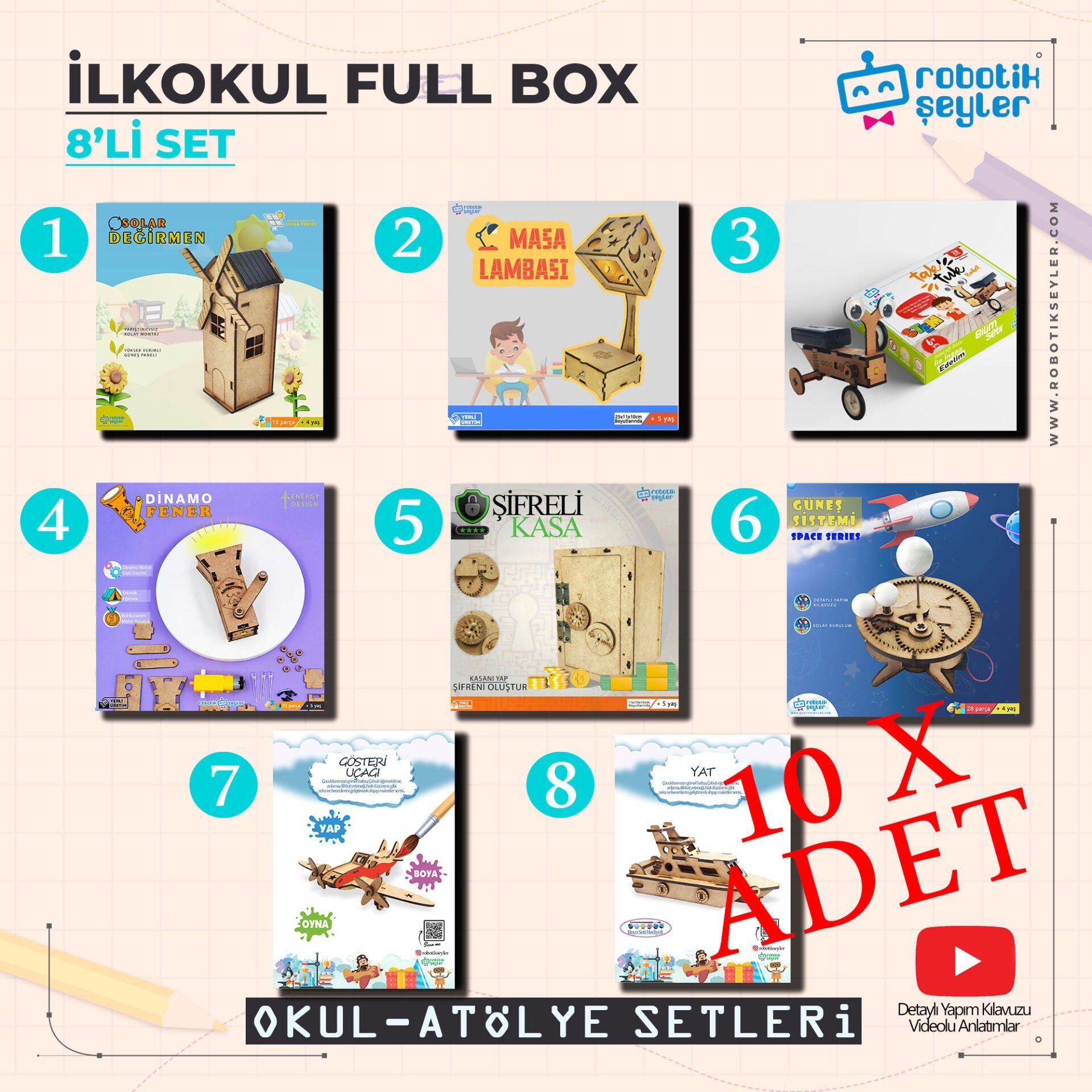 10 Adet İlkokul Full Box